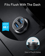 Anker 320 Car Charger, Dual USB 24W with Blue LED for iPhone and Galaxy