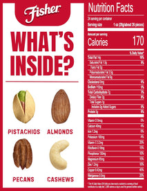 Fisher Oven Roasted Mixed Nuts, 24 Oz, Almonds, Cashews, Pecans, Pistachios, Healthy Snack