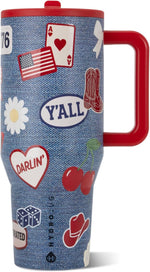 40 oz Insulated Stainless Steel Water Bottle with Handle and Flip Straw