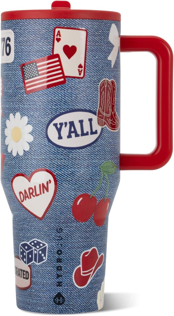 40 oz Insulated Stainless Steel Water Bottle with Handle and Flip Straw