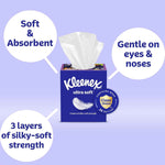 Kleenex Ultra Soft Facial Tissues, 8 Cube Boxes, 80 Tissues per Box, 3-Ply, Packaging May Vary