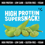 High protein edamame bean snacks, low carb and gluten free, vegan and keto friendly