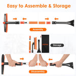 astroai 47.2 inch ice scraper with extendable snow brush and 360° pivoting head for cars and trucks (orange)