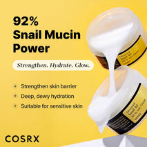cosrx snail mucin 92% face moisturizer, 3.52 oz, lightweight, korean skin care cream