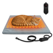 pet heating pad for cats and dogs, 17.7 * 17.7 inches, water-resistant, temperature adjustable, timer function