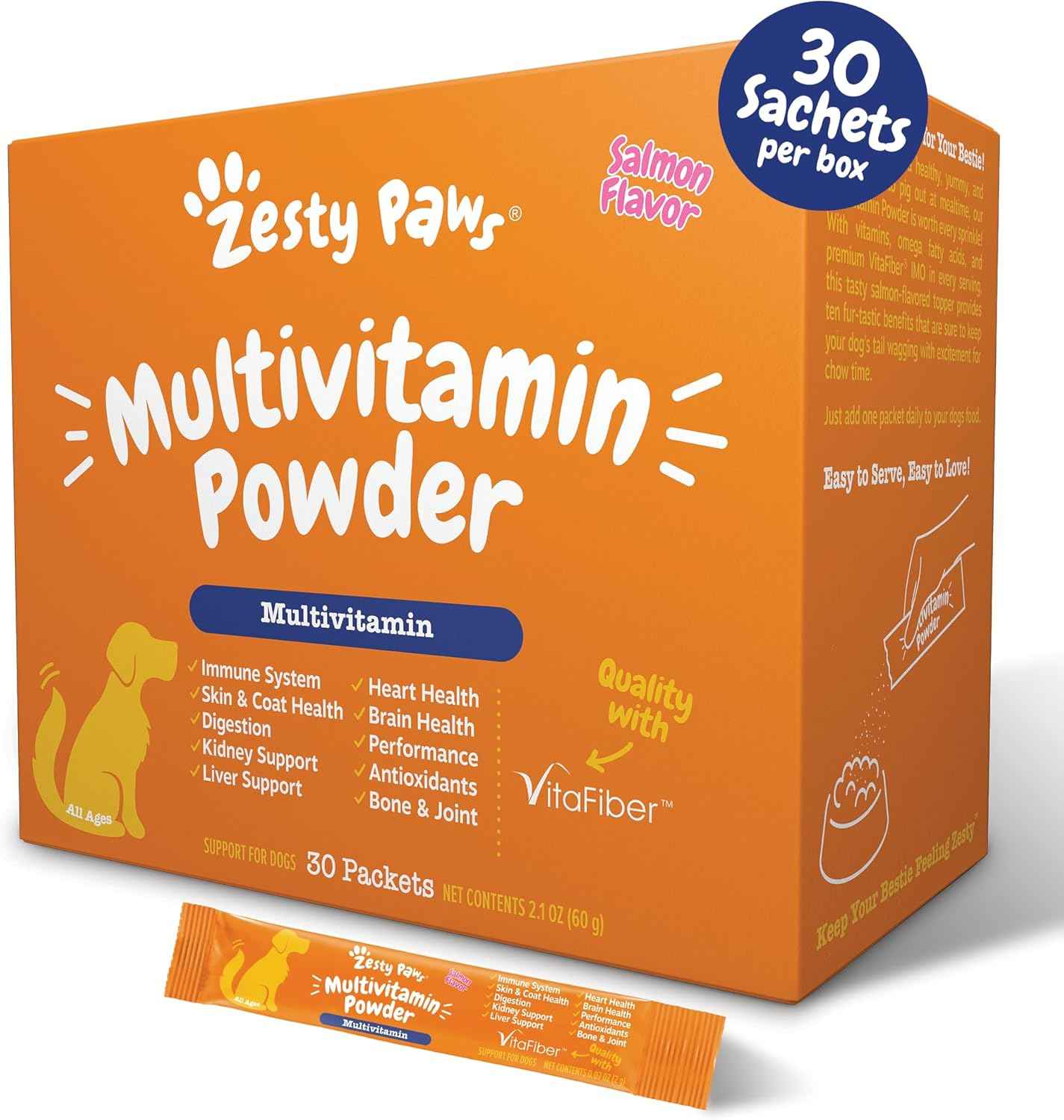 Zesty Paws Dog Multivitamin, Chewable Dog Vitamins and Supplements for Hip & Joints, Skin & Coat, Omega 3 Fish Oil for Dogs- Senior & Puppy Multivitamin- Chicken- 90ct
