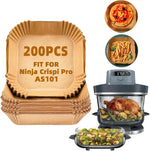 Air Fryer Liners Disposable, LYHOLKEER 200PCS 8" Square Parchment Paper, Non-Stick & Oil-Proof, Unbleached, Fits Ninja AF141 5 QT AF181 6.5QT, Cosori, Chefman, Instant Pot 6 QT, Other 5-8QT Air Fryers