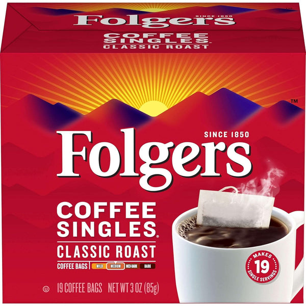 Folgers Classic Roast Coffee Singles, 19 count medium roast coffee pods