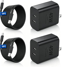 45W Dual Super Fast Charging Block and Long USB C to C Cable 10ft,Type C Wall Plug and Android Phone Charger Cord for Samsung Galaxy S26 Ultra/S25/S24/S23+/S22 Plus/S21/Note 20/iPhone 17 16 15 Pro Max