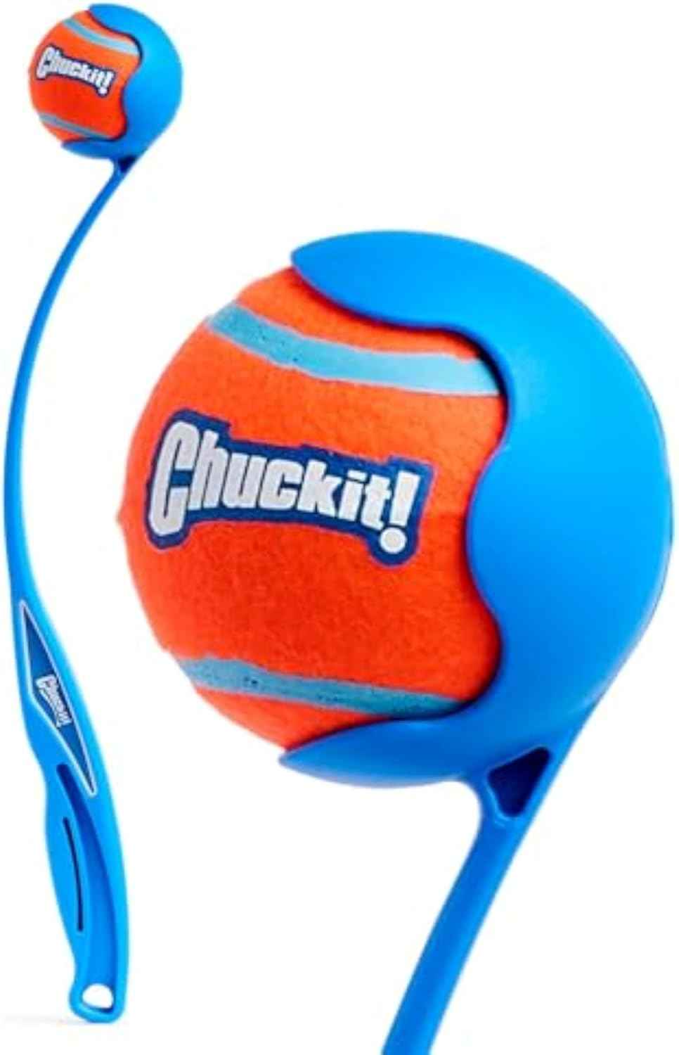 Chuckit! Dog Ball Launcher 12M Sport with 12" Handle Length for Medium (2.5" Dog Balls), Plastic Pet Fetch Ball Thrower, For Dogs 20-60 Pounds, Made in USA, Blue