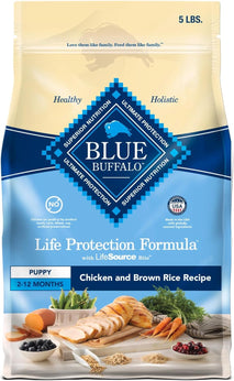 Blue Buffalo Life Protection Formula Puppy Dry Dog Food, Chicken and Brown Rice, 5-lb Bag with Natural Ingredients and DHA
