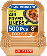 Air Fryer Paper Liners: 125Pcs Parchment Paper, Air Fryer Liner Disposable, Oilproof Waterproof Airfryer Basket Liner Square (6.5inch)