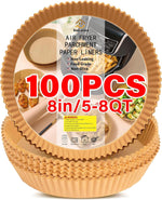 Air Fryer Liners Disposable 150Pcs, 8" Square Parchment Paper Liner for Air Fryer, Baking, Roasting and Microwave, Non-Stick Airfyer Liners Accessories
