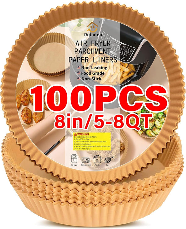 Air Fryer Liners Disposable 150Pcs, 8" Square Parchment Paper Liner for Air Fryer, Baking, Roasting and Microwave, Non-Stick Airfyer Liners Accessories