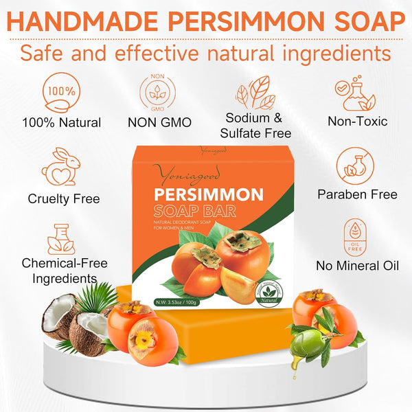Natural persimmon soap bar for body odor control and deodorant use
