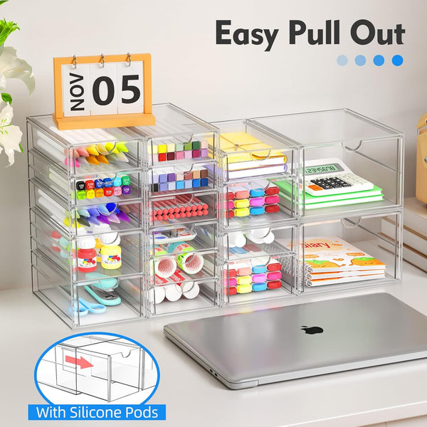 Acrylic Makeup Organizer with 13 Drawers for Storage and Organization