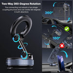 Vacuum Magnetic Car Phone Holder for Magsafe, Hands-Free 360° Adjustable Suction Cup Phone Mount for Car/Gym/Mirror/Smooth Surface, Compatible with iPhone & Android (Black)