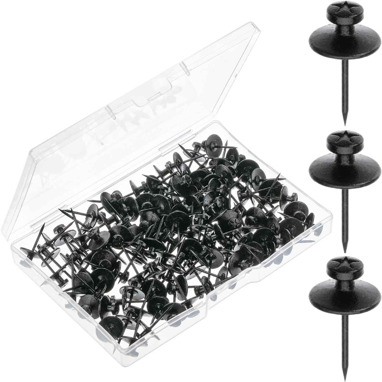 Mr. Pen- Double Headed Picture Hanging Nails, 50 Pack, Black, Push Pins for Wall