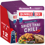 Bumble Bee Spicy Thai Chili Seasoned Tuna Pouch - Wild Caught, Ready to Eat, 15g Protein per Serving, 2.5 oz Packet (Pack of 12)