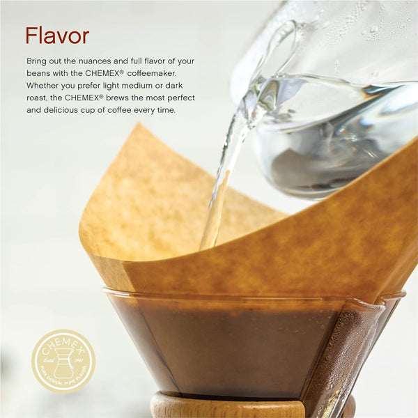 Chemex bonded filter for coffee, natural square, 100 count, exclusive packaging