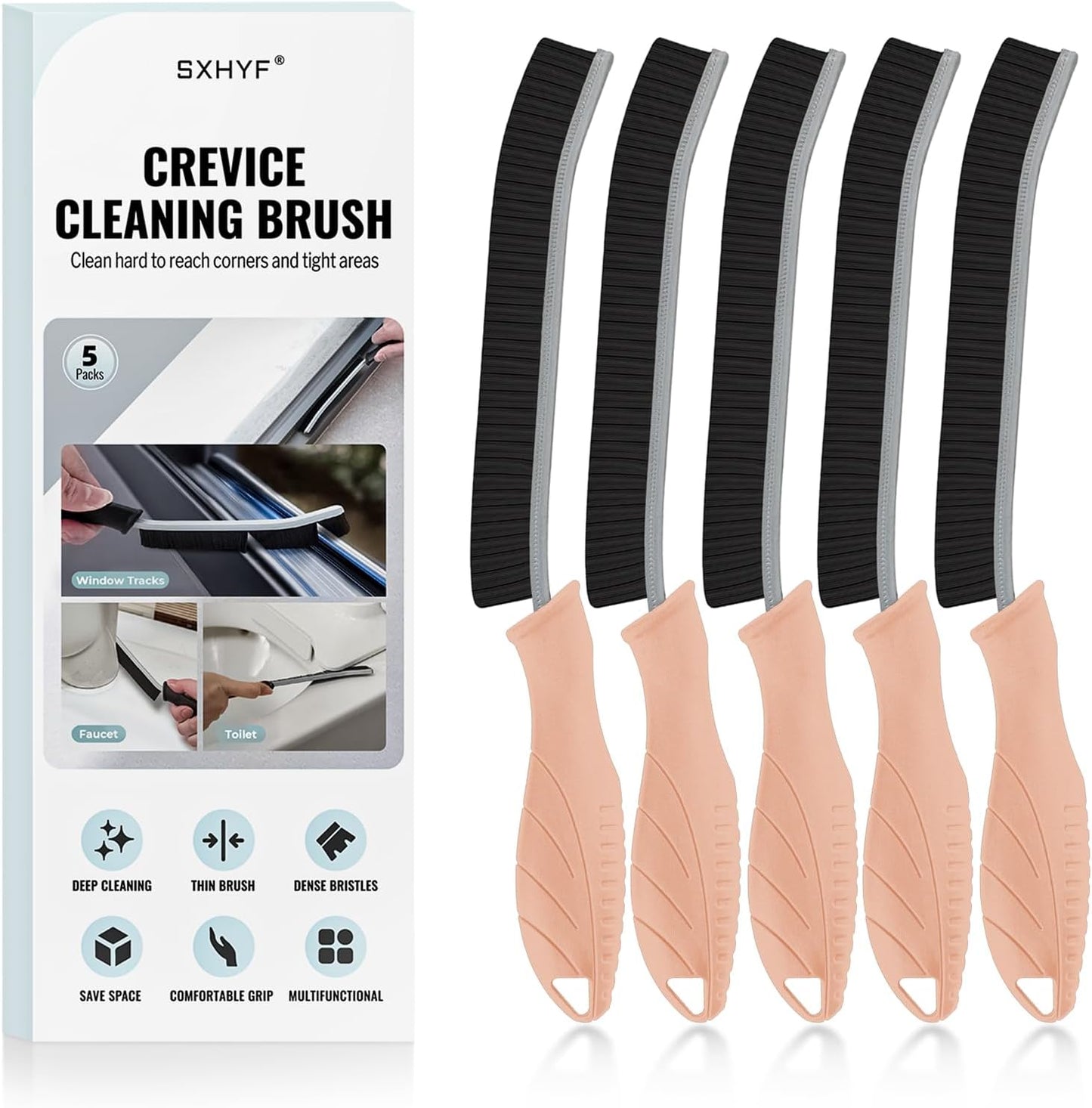 SXhyf Crevice Cleaning Brush – Hard Bristle Grout Scrub Brush for Bathroom, Kitchen & Household Cleaning