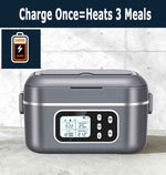 2 x 6.3-Cup Cordless Electric Heated Lunch Box, 100W Rechargeable Portable Food Warmer for Adults Work Travel Car - Battery-Powered & Self-Heating