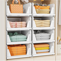 5 Pack Stackable Closet Storage Baskets for Laundry Room Wardrobe Storage