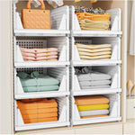 SNSLXH 5 Pack Stackable Closet Storage Baskets, Multifunctional and Foldable Closet Organizer for Bathroom Kitchen Laundry Room Wardrobe Storage