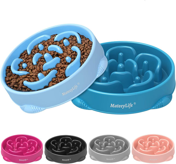 MateeyLife slow feeder dog bowls, 2PCS, anti-choking puzzle dog food bowls, anti-slip interactive feeding slow down eating for medium breeds
