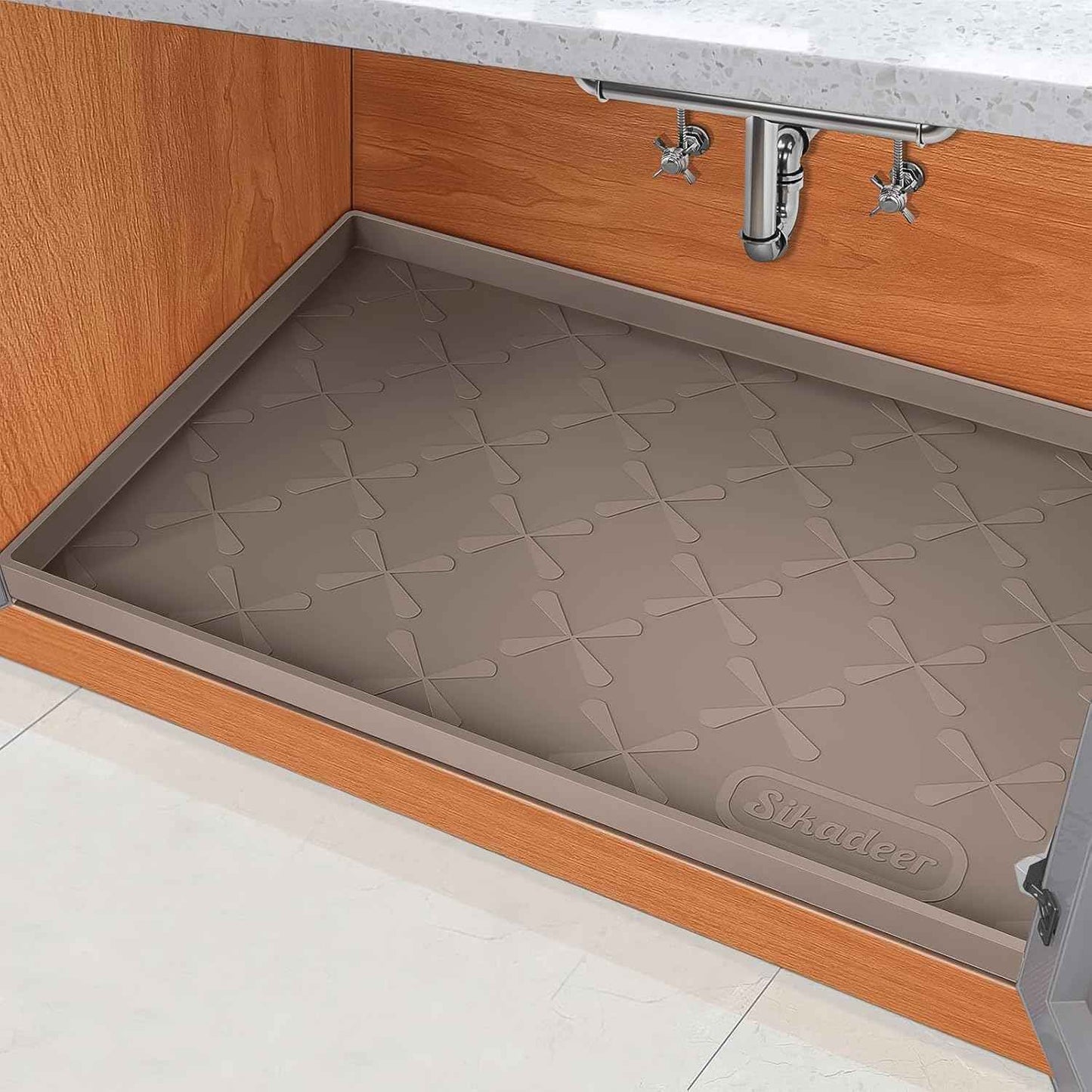 SIKADEER 34" x 22" Under Sink Mat Waterproof, Silicone Mat Kitchen Drawer Shelf and Cabinet Liner, Sink Protector for Kitchen Organizers and Storage, Boot Tray Pet Food Mats