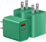 3 Pack USB C Wall Charger with Dual Ports for iPhone and iPad