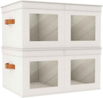 Univivi Fabric Foldable Storage Boxes [4-Pack] Large Collapsible Stackable Storage Bins with Lids, Closet Organizers and Storage Cube Basket for Home, Office, Bedroom (Gray, 17“ x 12” x 12")