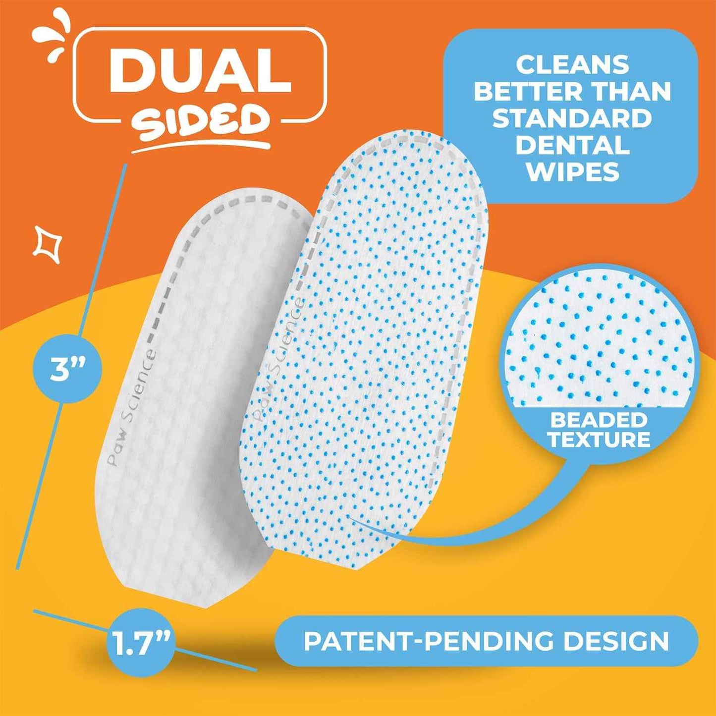 Dog & Cat Teeth Cleaning Wipes - Dental Finger Wipes for Cats & Dogs - Pet Toothbrush & Tooth Brushing Kit - Effective Teeth Cleaner (Unscented)