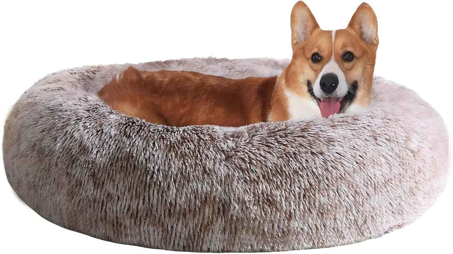 JOLLYVOGUE Dog & Cat Bed, Calming Anti-Anxiety Pet Bed for Small Dogs, Fluffy Donut Cushion for Small and Medium Pets (20")