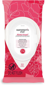 Summer's Eve Simply Sensitive feminine wipes, gentle pH-balanced micellar water formula for vaginal odor control, resealable packs of 32