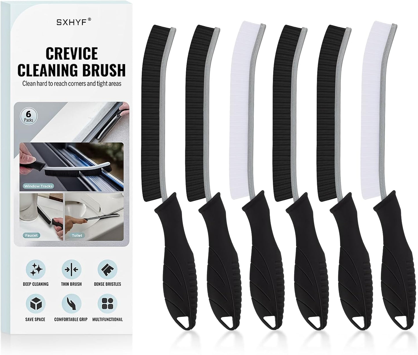 SXhyf Crevice Cleaning Brush – Hard Bristle Grout Scrub Brush for Bathroom, Kitchen & Household Cleaning