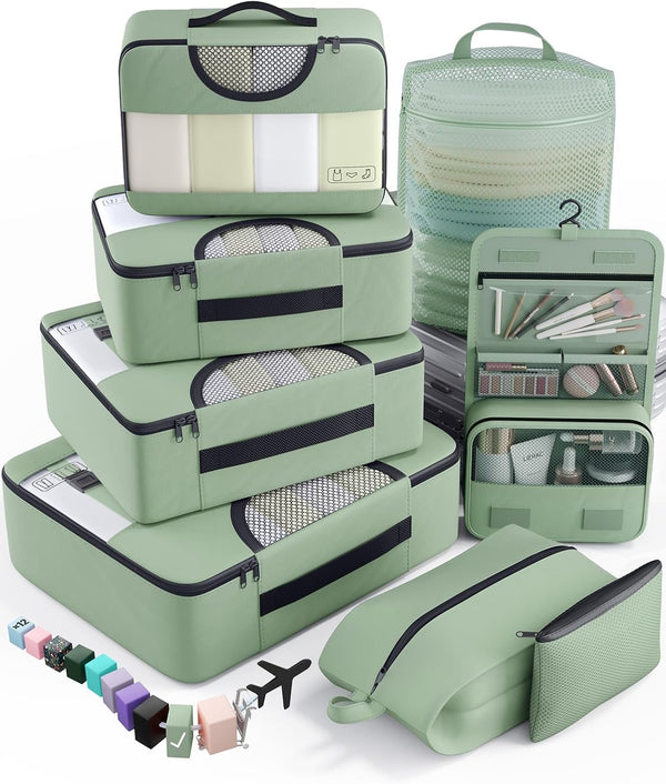vekens 8-set packing cubes nylon organizer bags for beach vacation cruise ship travel essentials suitcase