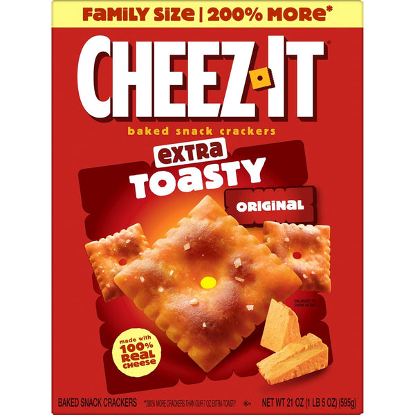 Cheez-It Extra Toasty Baked Snack Crackers Family Size 21oz Box