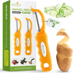 Spring Chef Premium Swivel Vegetable Peeler, Soft Grip Handle and Ultra Sharp Stainless Steel Blades - Perfect Kitchen Peeler For Veggie, Fruit, Potato, Carrot, Apple - Black