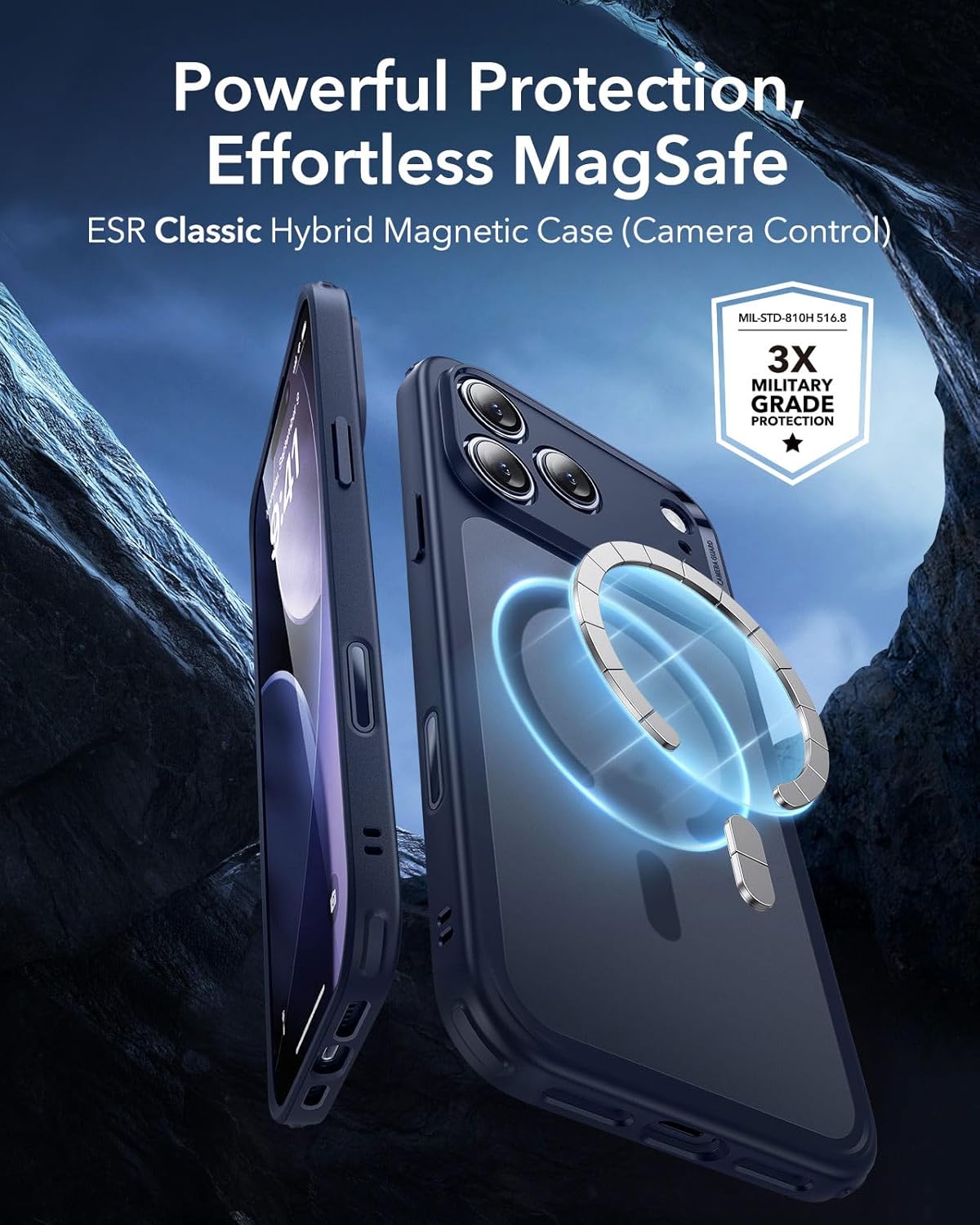 ESR for iPhone 17 Pro Case, Camera Control, Compatible with MagSafe, Shockproof Military-Grade Protection, Magnetic Phone Case for iPhone 17 Pro, Classic Hybrid Case, Frosted Blue