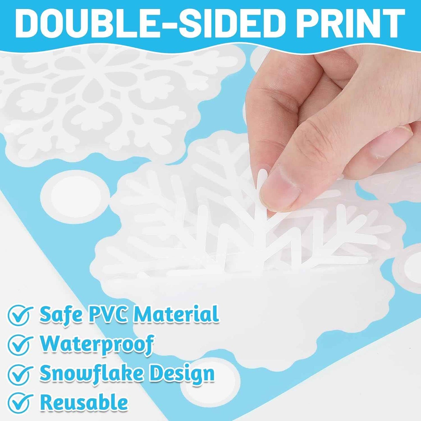 116PCS Christmas Decorations, 9 Sheets Christmas Window Clings, Snowflake Window Clings Decals, Double Sided Xmas Snowflake Decal Stickers for Winter Holiday Home Indoor Decorations Decor Supplies