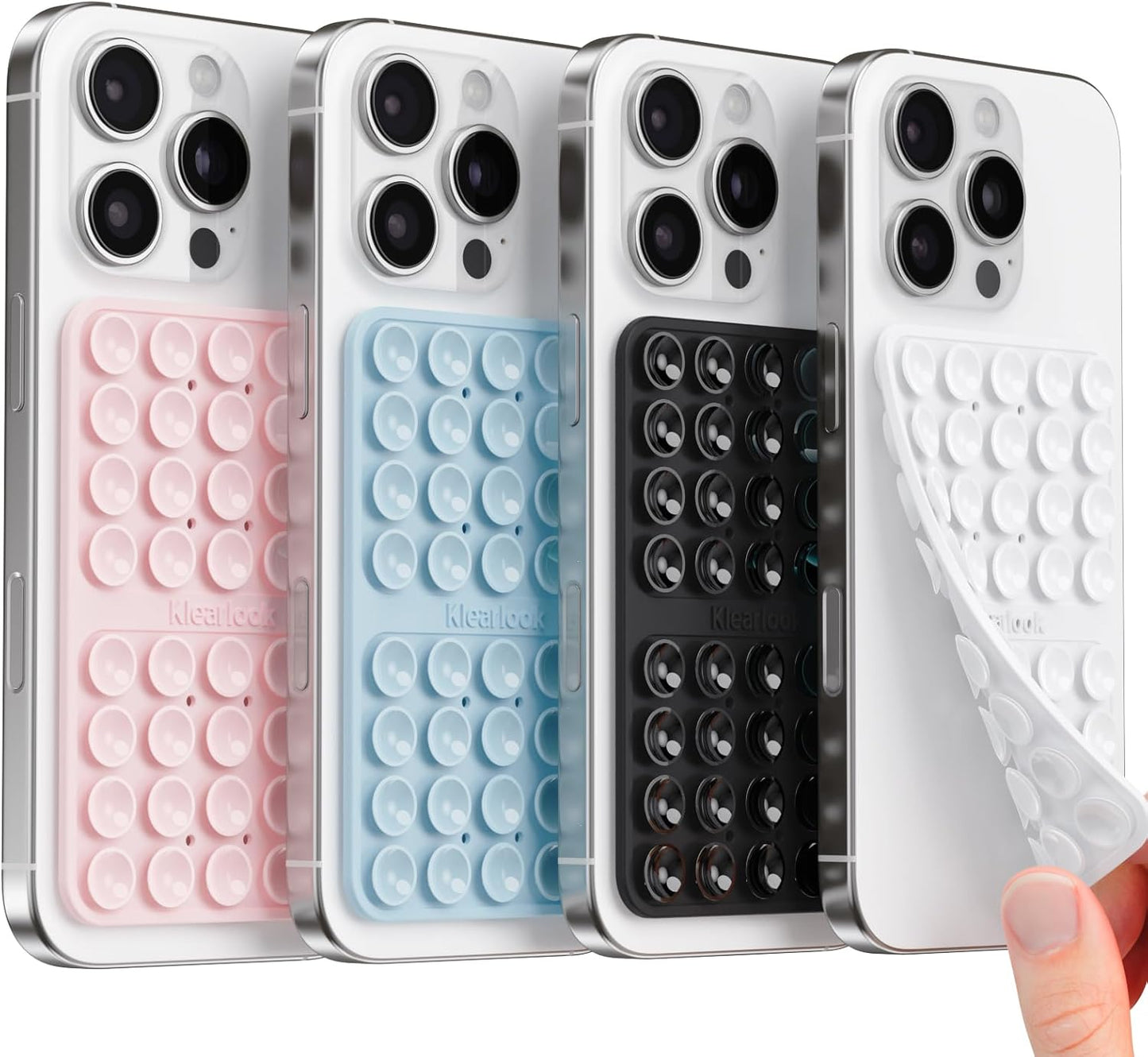 Klearlook Silicone Double-Sided Suction Cup Phone Case Detachable Mount, Sticky Phone Grip with Higher Suction Power for iPhone, Hands-Free Phone Accessories Holder for Selfies and Videos, Light Pink