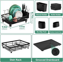 Stainless Steel Dish Drying Rack for Kitchen Counter with Removable Utensil Holder