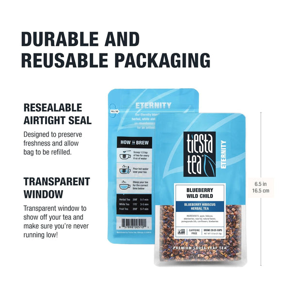 Tiesta Tea Blueberry Wild Child Loose Leaf Herbal Tea 1.8 Ounce Resealable Pouch