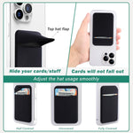 Cell phone card holder with stretchy fabric and self-adhesive sticker for back of phone