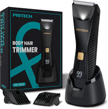 Prtech manscape body hair trimmer for men waterproof pubic hair ball trimmer with ceramic blade electric body shavers for men sensitive skin safe