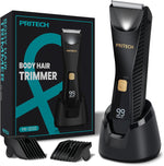 Prtech manscape body hair trimmer for men waterproof pubic hair ball trimmer with ceramic blade electric body shavers for men sensitive skin safe