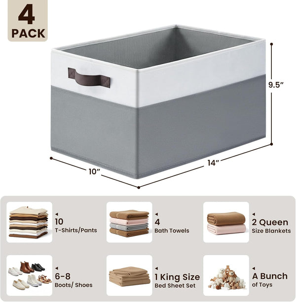 Large Closet Storage Baskets with Handles for Home Organization