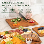 Bamboo cutting board set for kitchen, 3 piece extra thick with juice groove