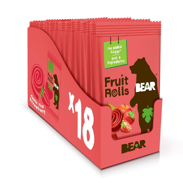 BEAR Real Fruit Snack Splits - Gluten Free, Vegan, and Non-GMO - Variety Pack (Apple/Strawberry, Raspberry/Pineapple)– Healthy School And Lunch Snacks For Kids And Adults, 0.7 Ounce (Pack of 20)